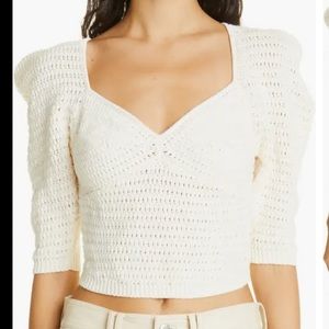 ALC Gigi Ivory Cotton Crochet Cropped Top NEW XS 0-2